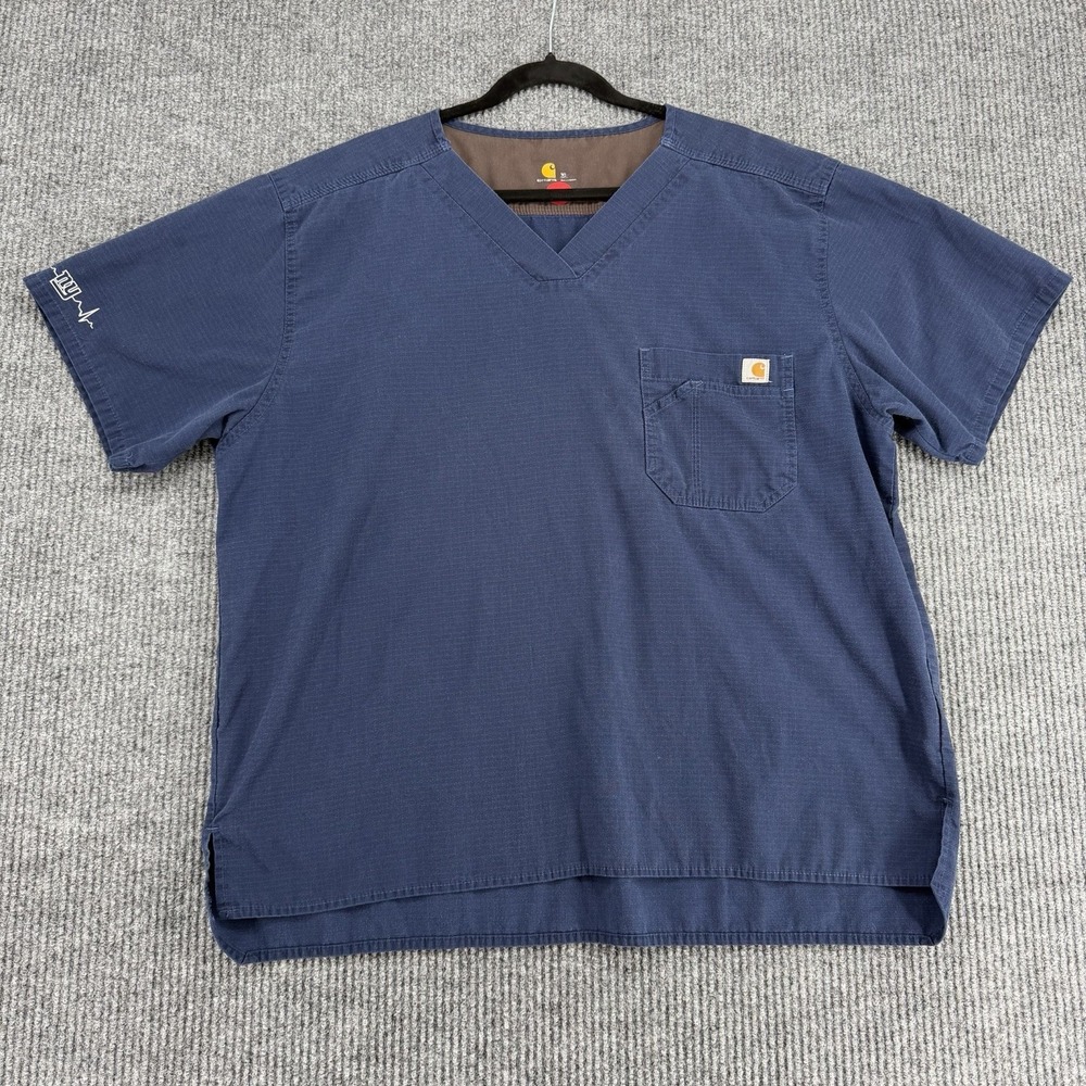 Carhartt Men's XL NY Giants Scrub Top Blue Ripstop Medical Uniform
